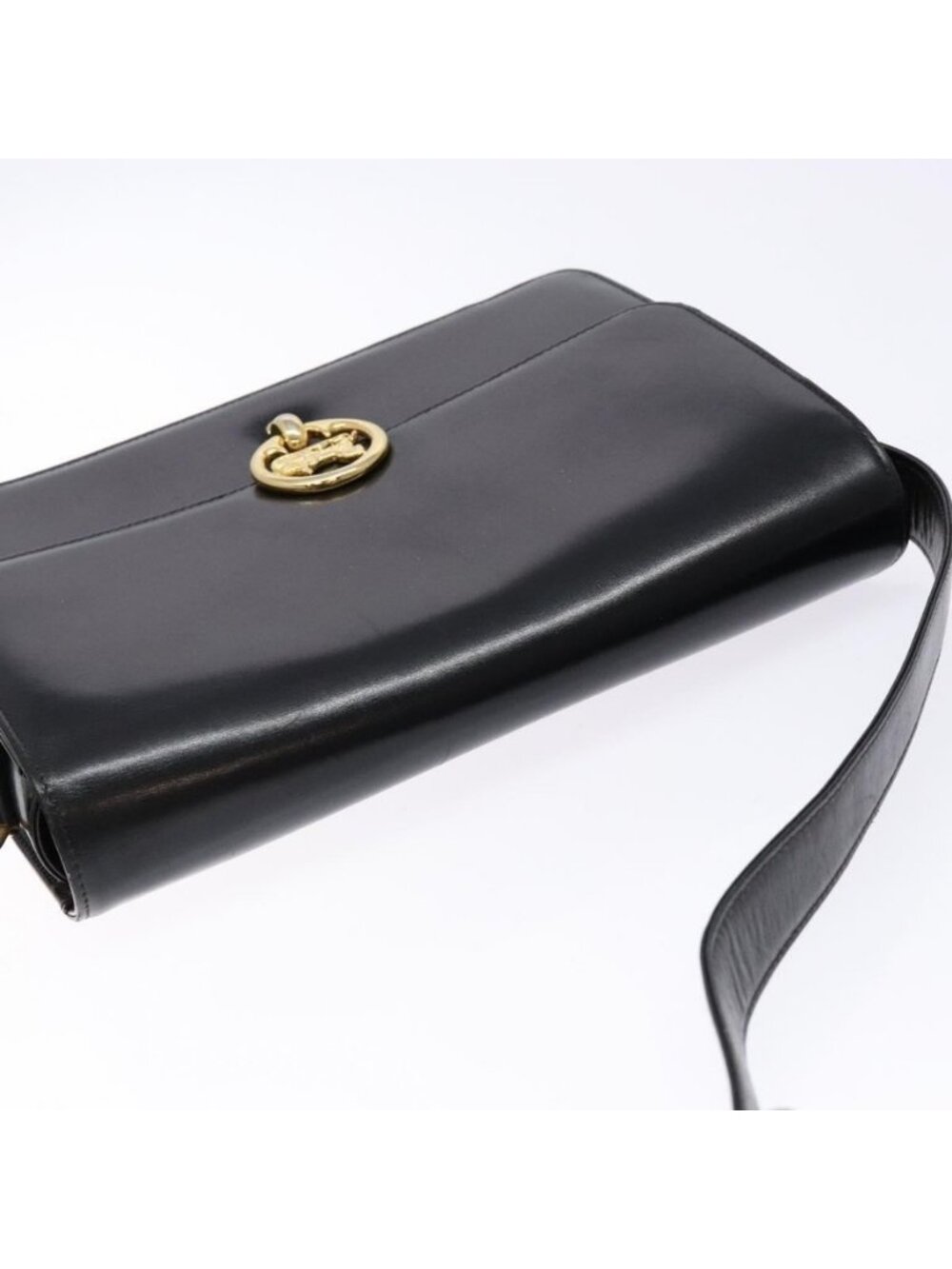 Authentic CELINE Horse Carriage Shoulder Bag Leather Black Gold - Picture 13 of 16